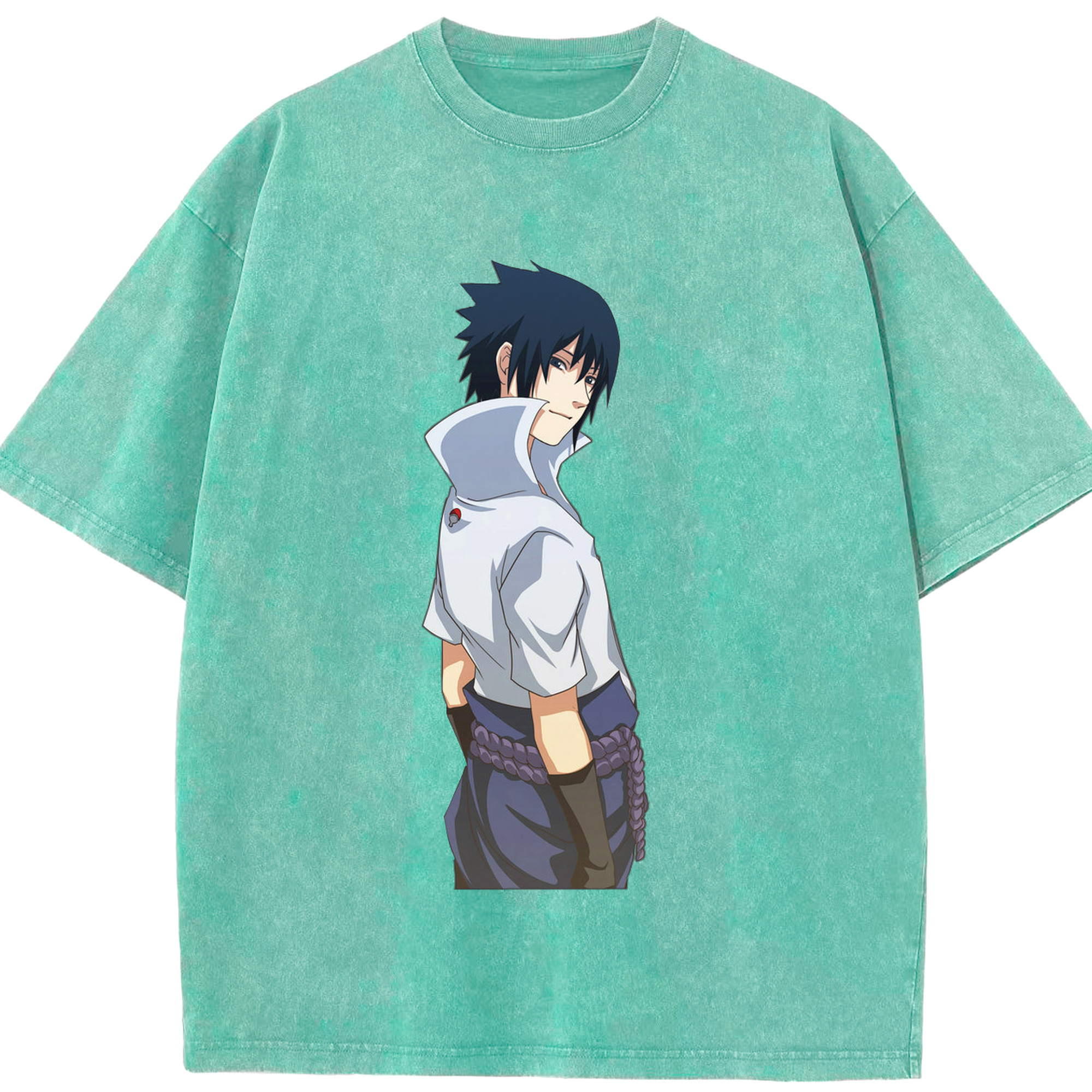 （画像用） NARUTO -ナルト- うちは サスケ Uchiha Sasuke 綿100% ヴィンテージ風 半袖Tシャツ（フロントプリント）